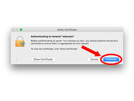 eduroam mac os accept certificate