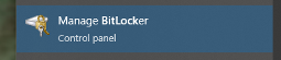 Windows Manage BitLocker start menu item.